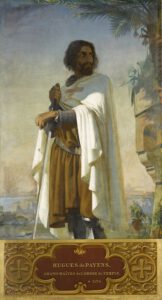 Retrato de Hugo de Payens, primer gran maestre de los Caballeros Templarios. Pintura realizada en el siglo XIX por el artista francés de origen Alemán Henri Lehmann. Palacio de Versalles, Francia.
