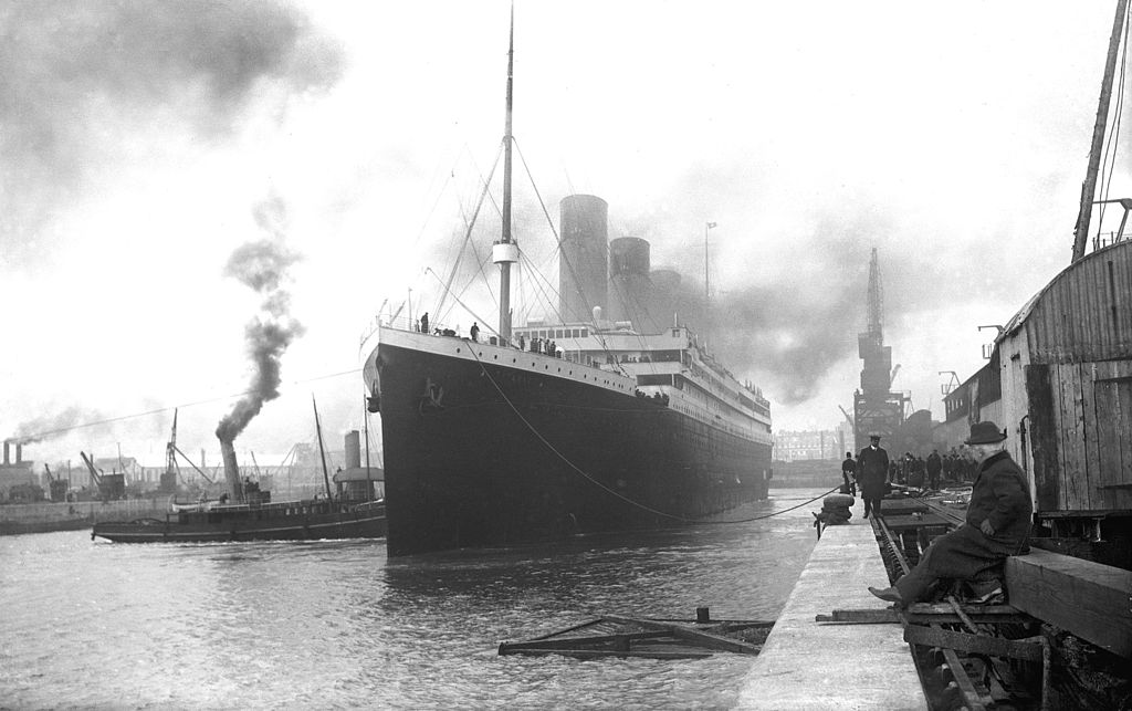 El Titanic en el puerto de Southampton en momentos previos a su partida.