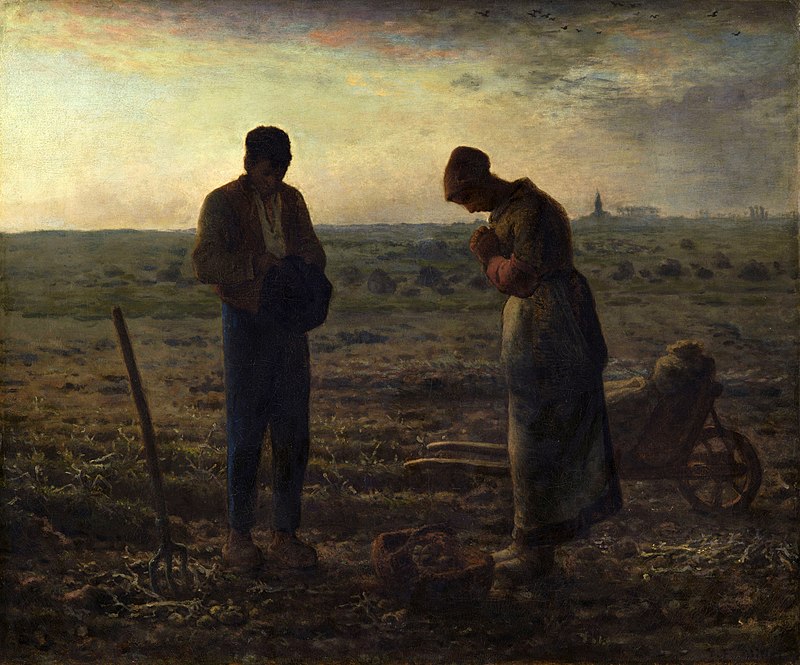 El Ángelus, 1857-1859, óleo sobre lienzo, 66 cm × 55,5 cm, Museo de Orsay, París, Francia. Jean Francois Millet.