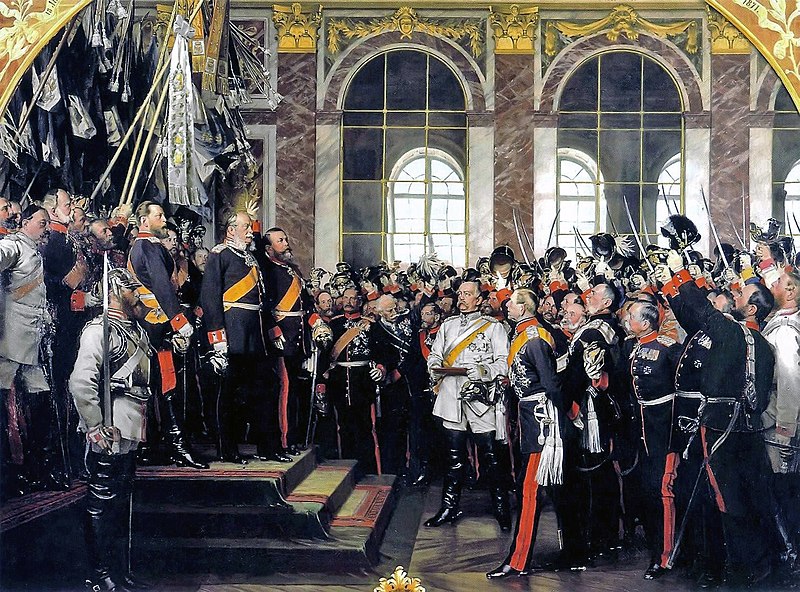 Proclamación del Imperio alemán, el 18 de enero de 1871 en la Galería de los Espejos del Palacio de Versalles, en París. Pintura realizada por el artista alemán Anton von Werner, en 1885.
