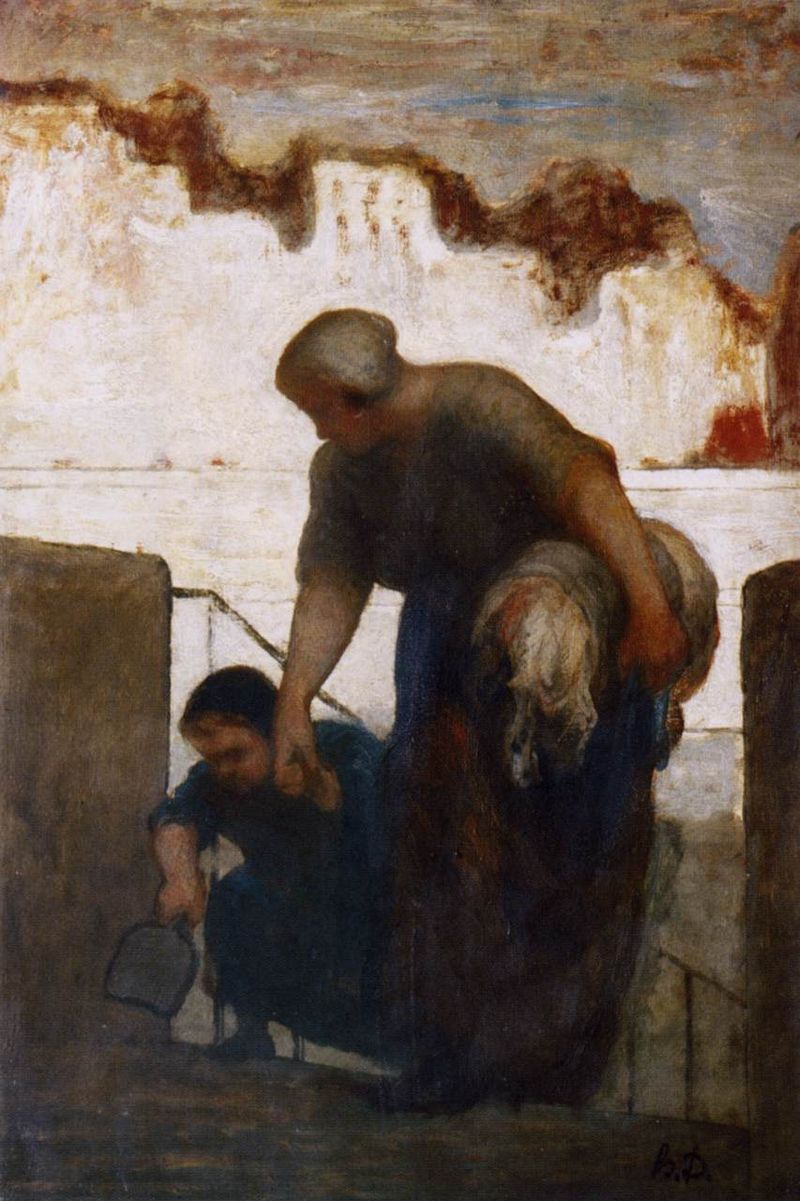 La lavandera, 1863, óleo sobre lienzo, 49 cm × 33,5 cm, Museo de Orsay, París, Francia. Honoré Daumier.