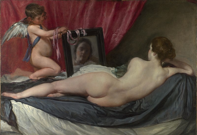 Venus del espejo, hacia 1647-1651, óleo sobre lienzo, 122 cm × 177 cm, National Gallery, Londres, Reino Unido.