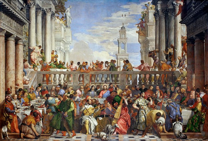 Las bodas de Caná, pintada por el artista manierista Paolo Veronese en 1563. Museo del Louvre, París, Francia.