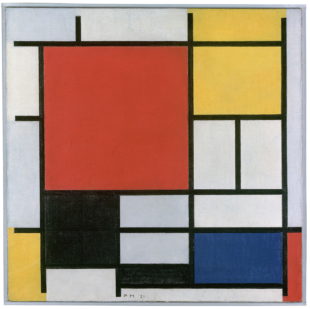 Composición en rojo, amarillo, azul, blanco y negro, 1921.