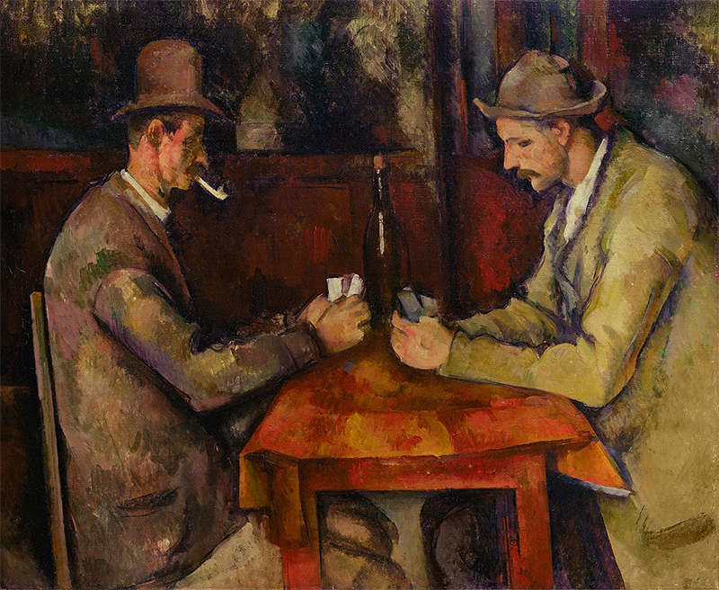 Paul Cézanne, Los jugadores de naipes, 1894-95, óleo sobre lienzo, 47,5 × 57 cm, Musée d'Orsay, París, Francia.