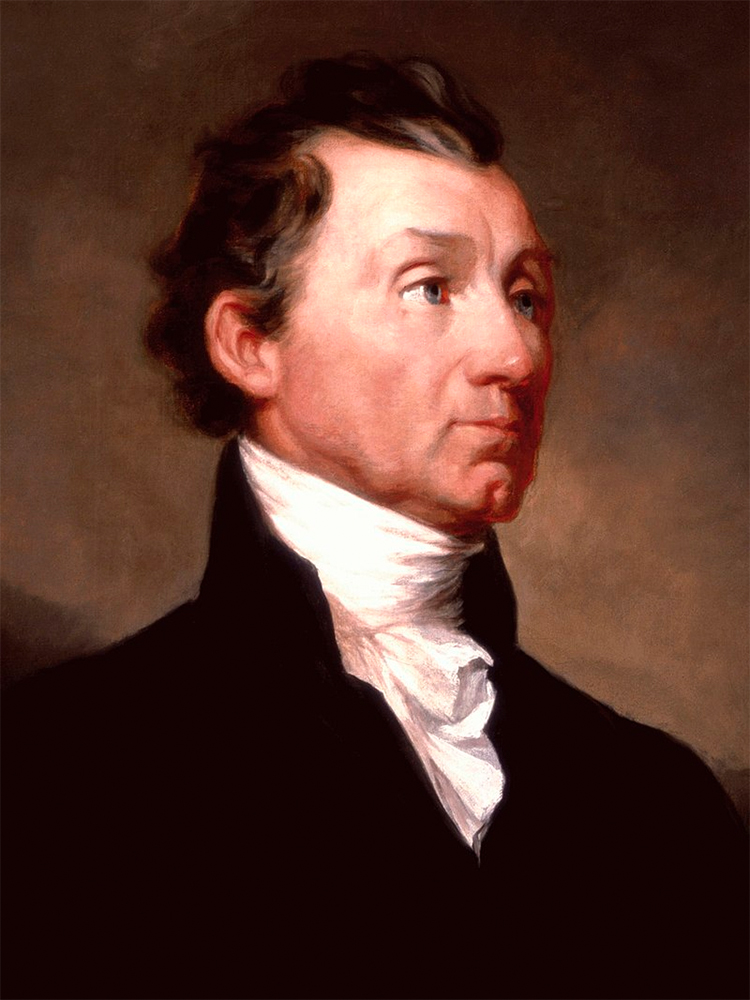 Retrato de James Monroe, quinto presidente de los Estados Unidos. Gobernó el país entre 1817 y 1825. Pintura realizada por Samuel Morse.