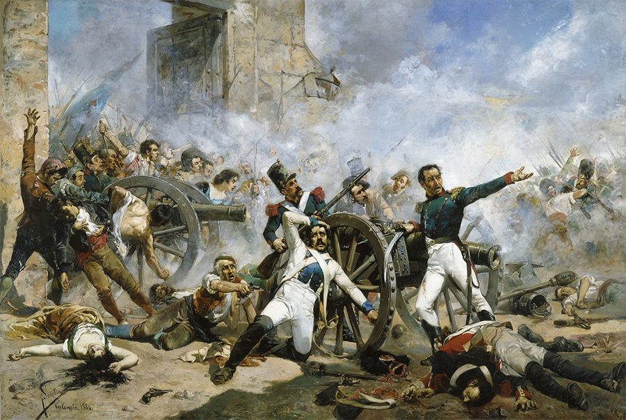 Defensa del Parque de Artillería del Cuartel de Monteleón, en Madrid, el 2 de mayo de 1808, durante la invasión napoleónica a España. Pintura realizada por el artista español Joaquín Sorolla.