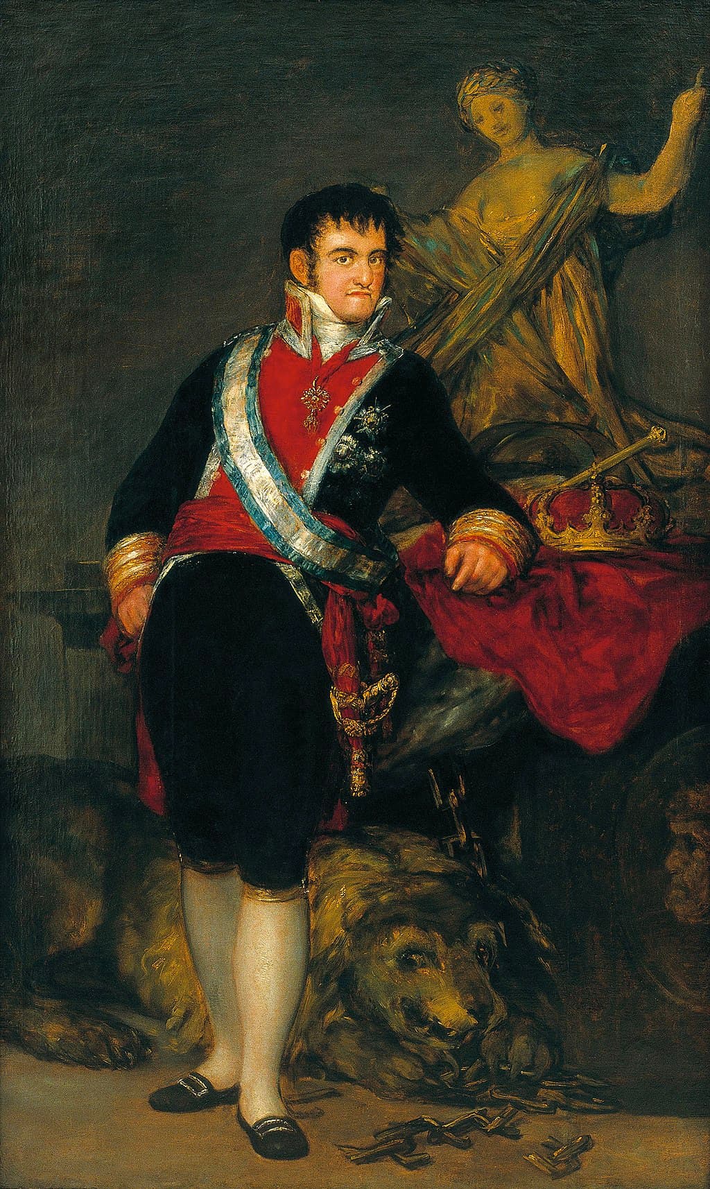 Retrato del rey Fernando VII pintado por Francisco de Goya en 1814, por encargo del Ayuntamiento de Santander. Goya lo representó como un rey deseado, vestido con uniforme de coronel de la guardia real y apoyado sobre un pedestal en el que una figura femenina que representa a España lo recibe con los brazos abiertos.