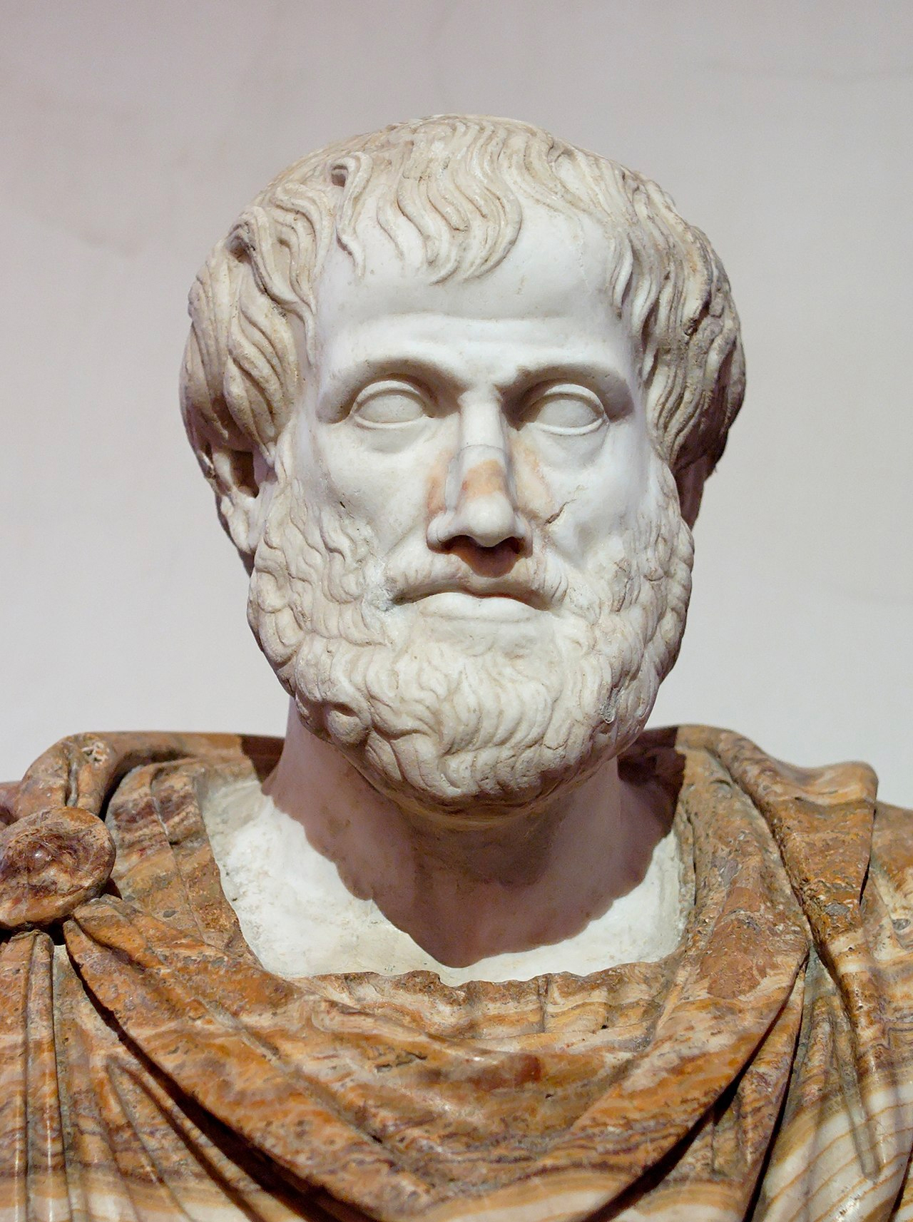 Busto de Aristóteles realizado en mármol. Copia romana de un original del escultor griego Lisipo. Colección Ludovisi, Palacio Altemps, Roma.