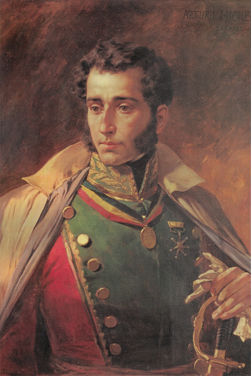 Retrato de Antonio José de Sucre como presidente de Bolivia. Pintura realizada en 1895 por el pintor venezolano Arturo Michelena. Palacio Legislativo, La Paz, Bolivia.