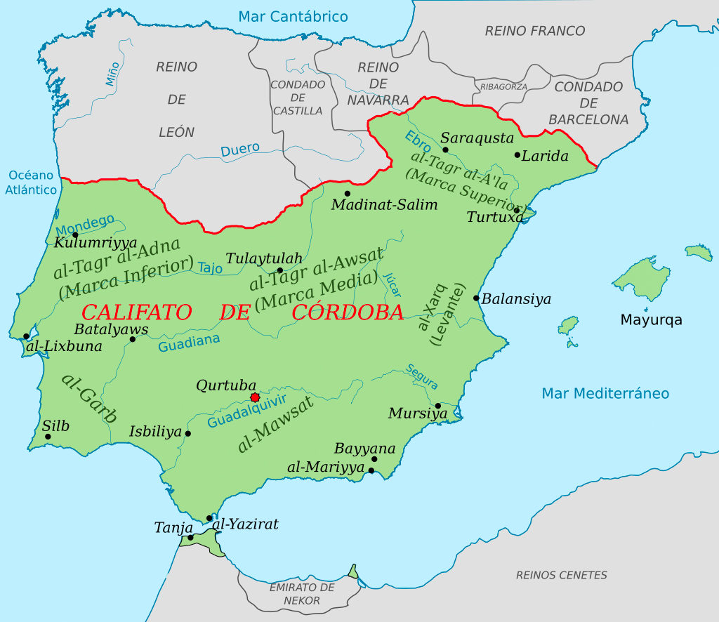 Extensión del califato de Córdoba en el año 1000.