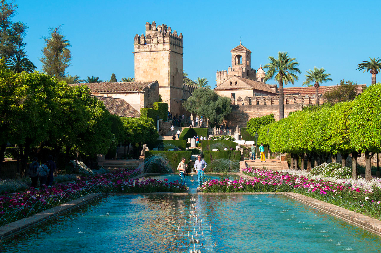 Alcázar de los Reyes Cristianos, en Córdoba, España. Este castillo fue construido sobre el antiguo alcázar omeya.