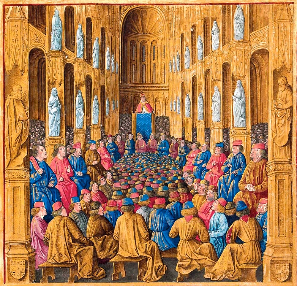 Concilio de Clermont, según un ilustración francesa de finales del siglo XV.