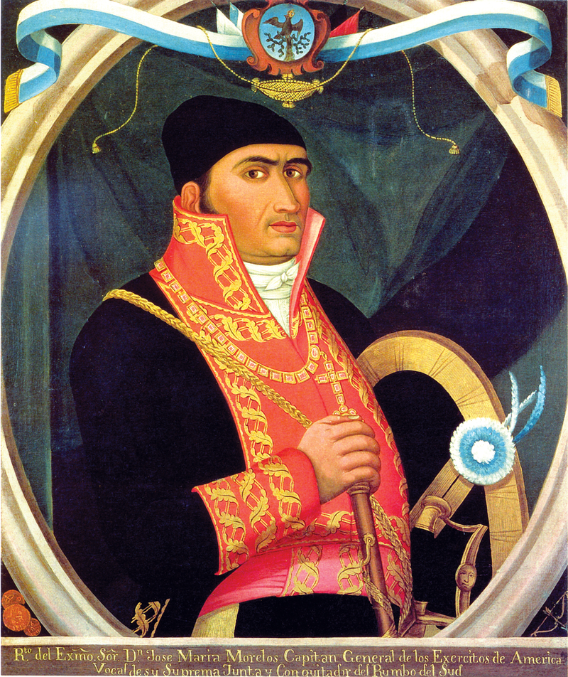 Retrato de José María Morelos realizado en 1812 por un pintor mixteco desconocido. Museo Nacional de Historia, Castillo de Chapultepec.