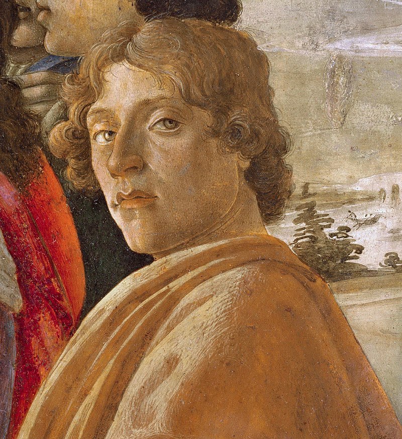 Supuesto autorretrato de Botticelli en la Adoración de los Reyes Magos.