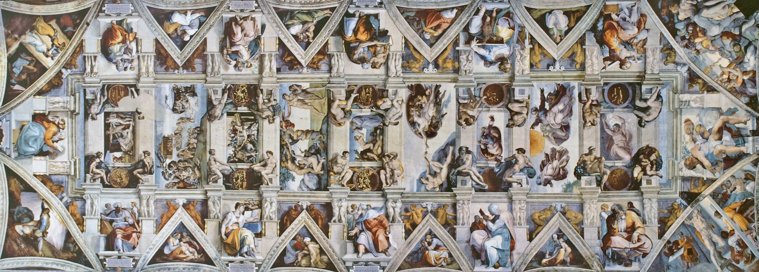 Bóveda de la Capilla Sixtina, 1508-1512, fresco, 4093 × 1341 cm, Vaticano.